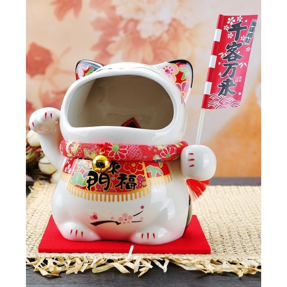 Maneki-Neko Abundance 19cm Lucky Cat with Storage Tray