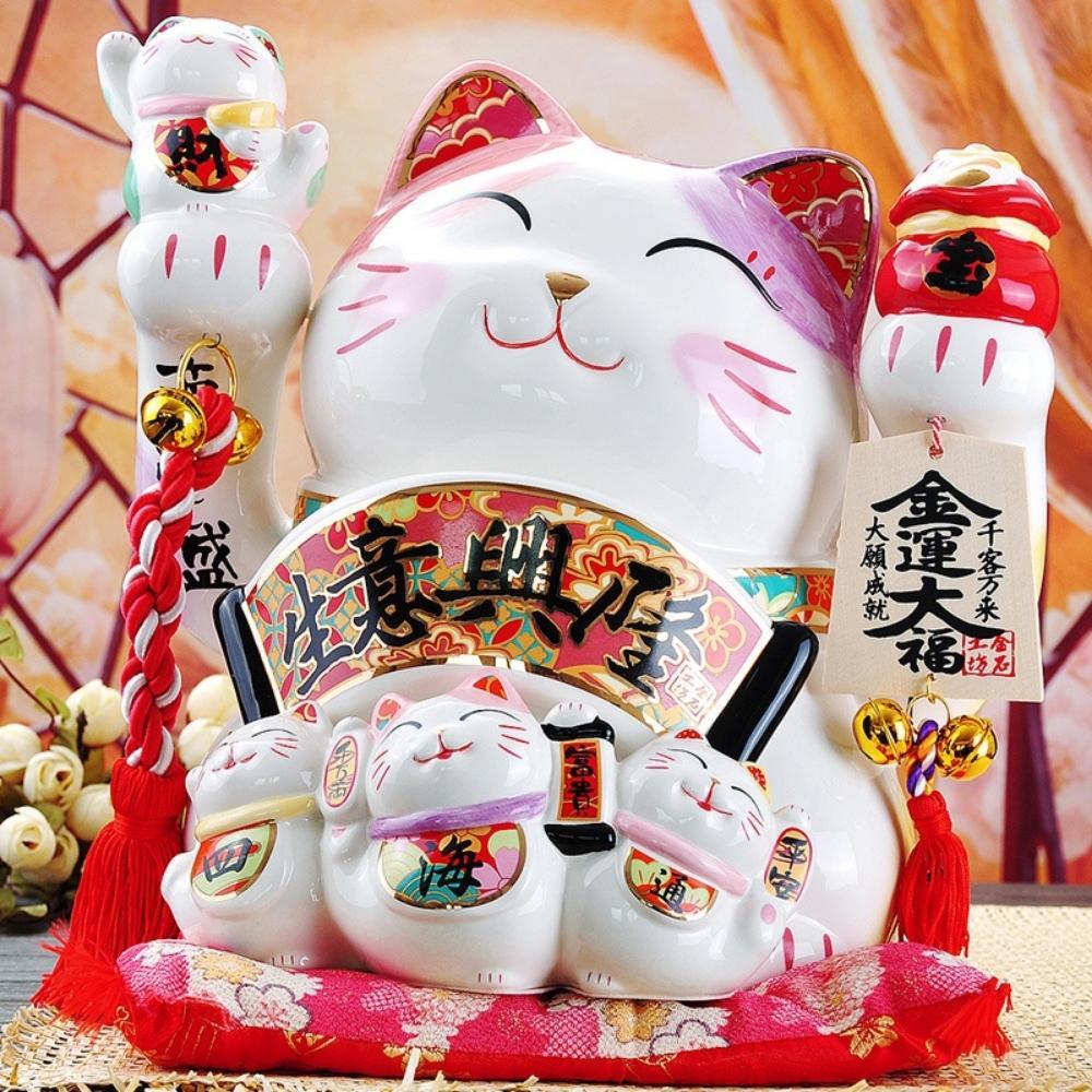 Maneki-Neko Golden Business Success 35cm Lucky Cat