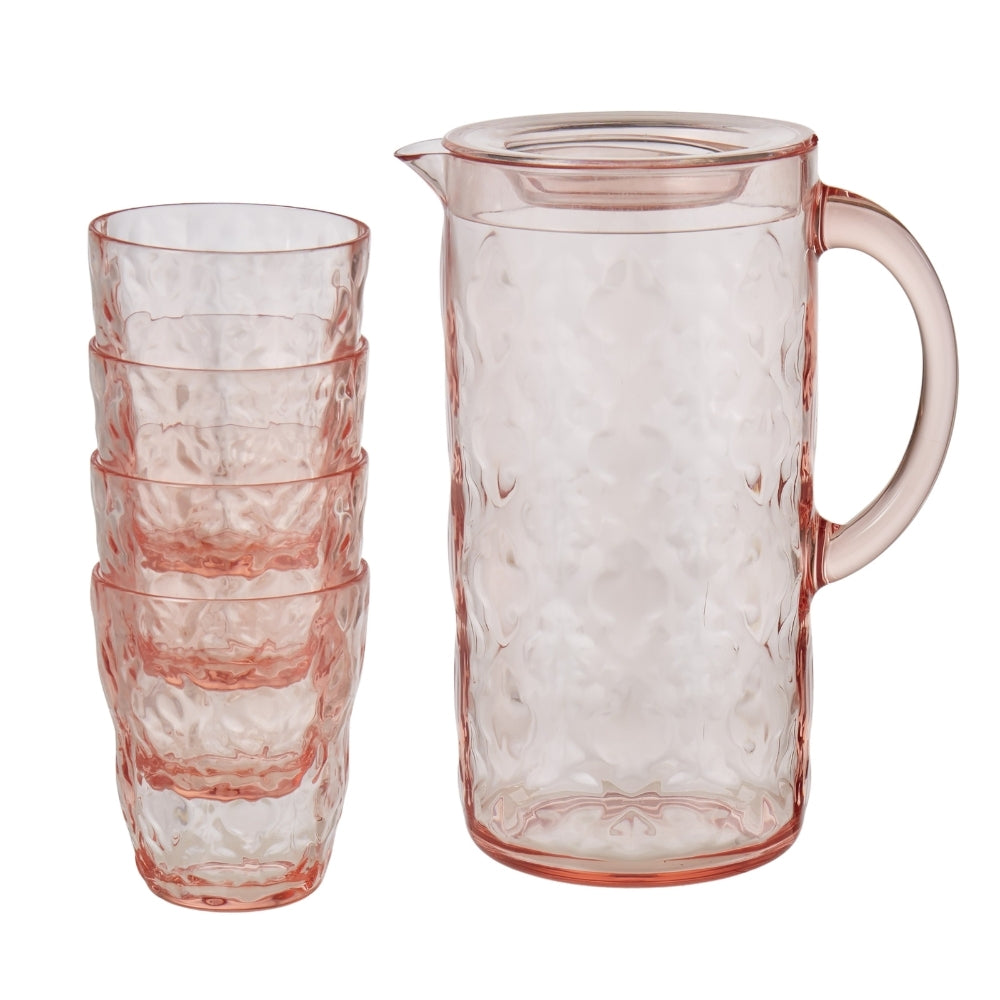 Amalfi Sorrento Acrylic 2.2L Pitcher & Drinking Tumblers 5pc Set Pink