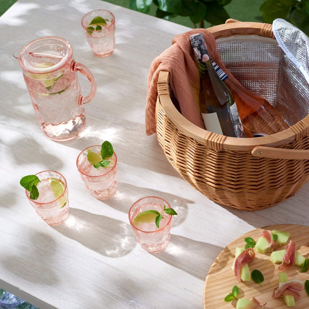 Amalfi Sorrento Acrylic 2.2L Pitcher & Drinking Tumblers 5pc Set Pink