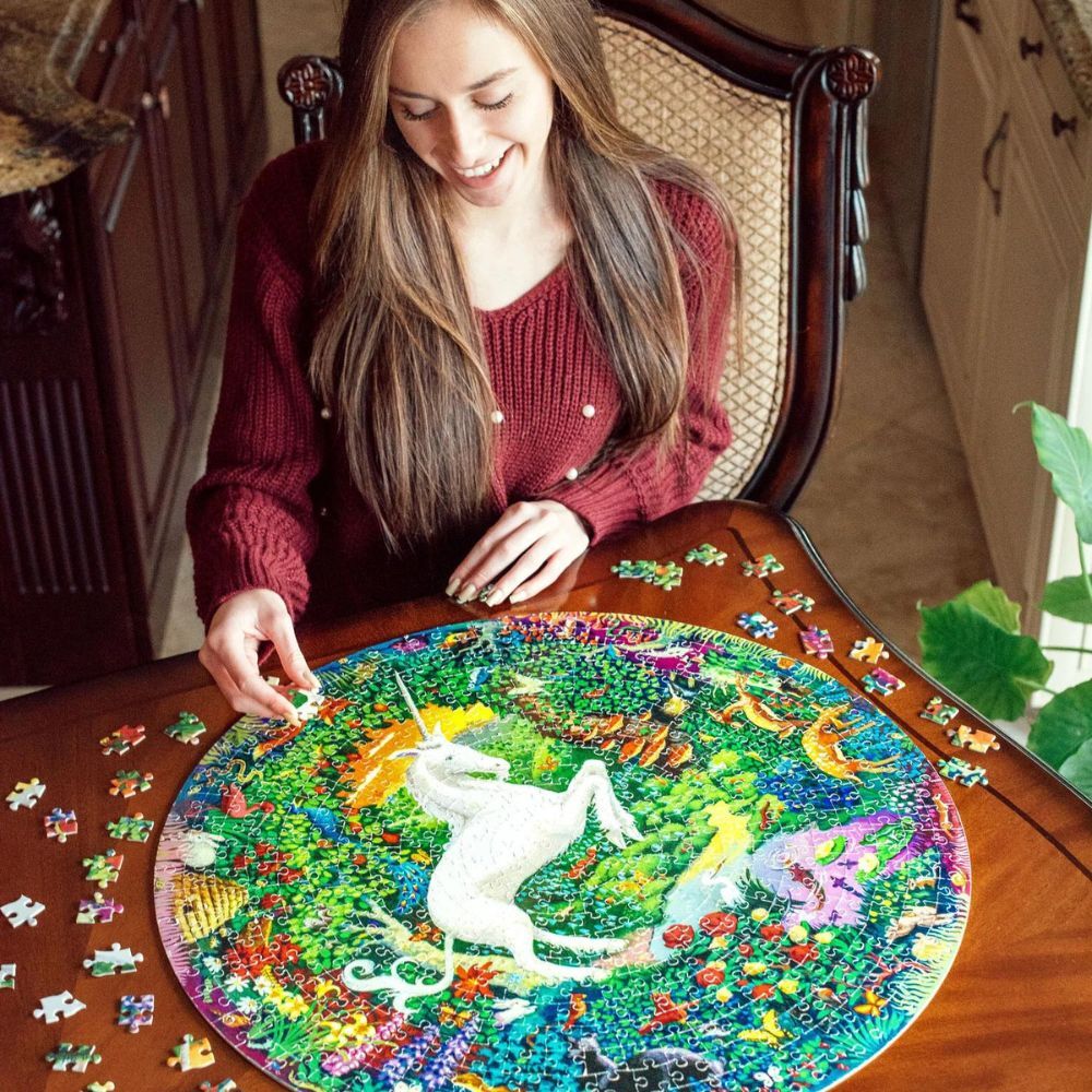 eeBoo Round Puzzle Unicorns Garden 500 Piece