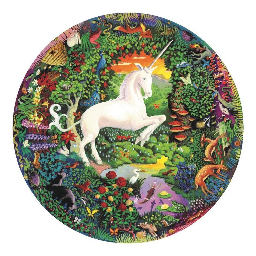 eeBoo Round Puzzle Unicorns Garden 500 Piece