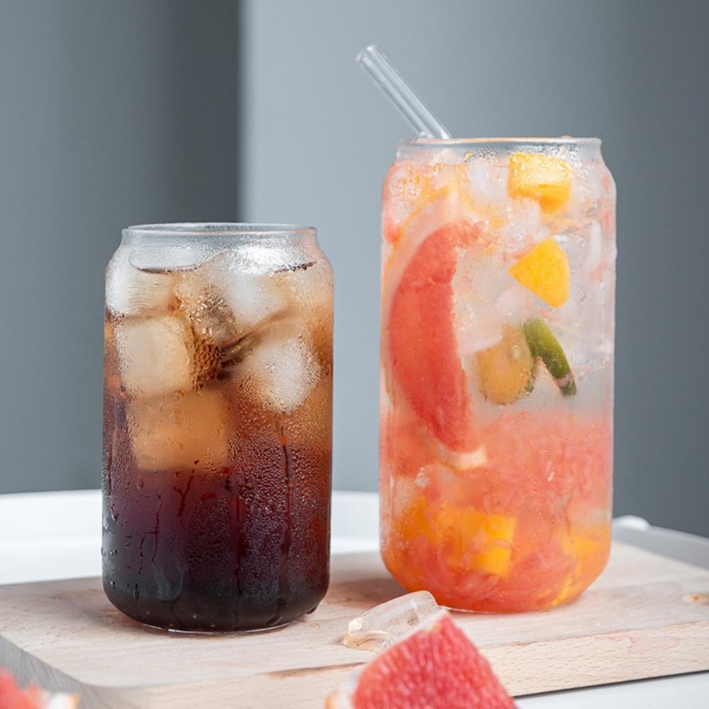 Aria Soda Can Clear Glass Tumbler with Straws (Set of 2)