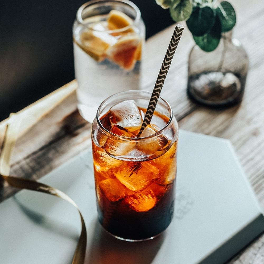 Aria Soda Can Clear Glass Tumbler with Straws (Set of 2)