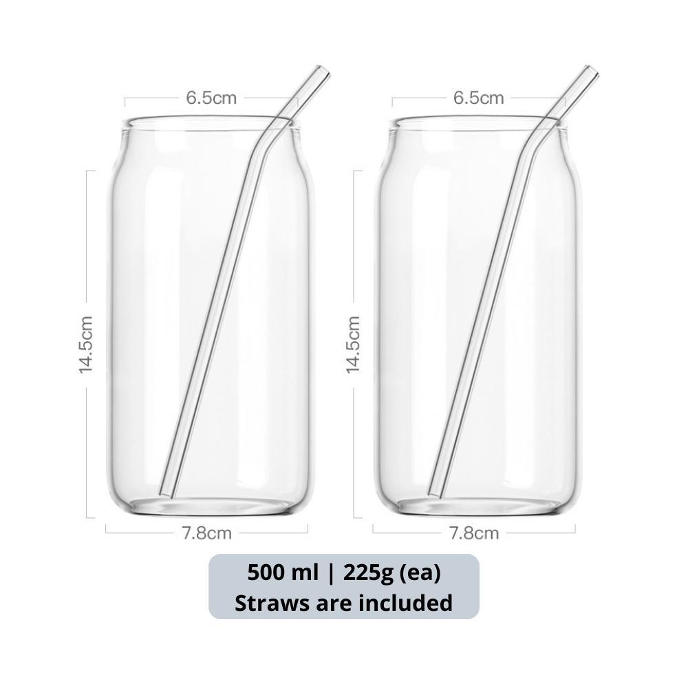 Aria Soda Can Clear Glass Tumbler with Straws (Set of 2)