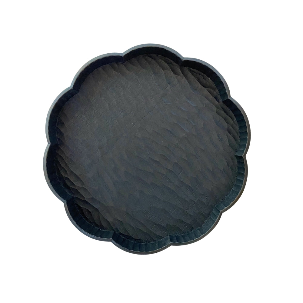 Ilana Floral Shape Handcraft Burma Teak Serving Tray 24cm